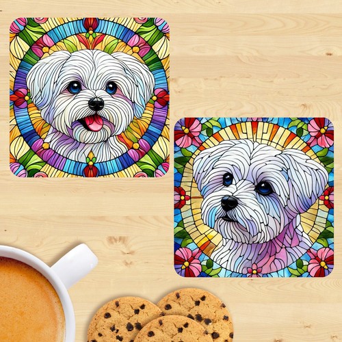 Maltese dog stained glass - stained,