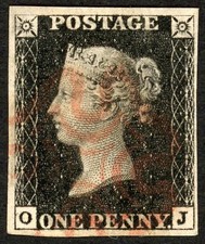 SG2 1840 1d black, plate 6