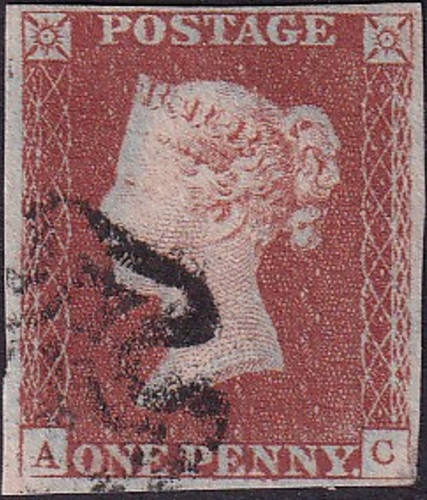 1841 sg8 red imperforate - sg8,