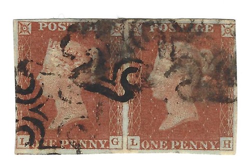 1841 sg8 penny red pair - red,