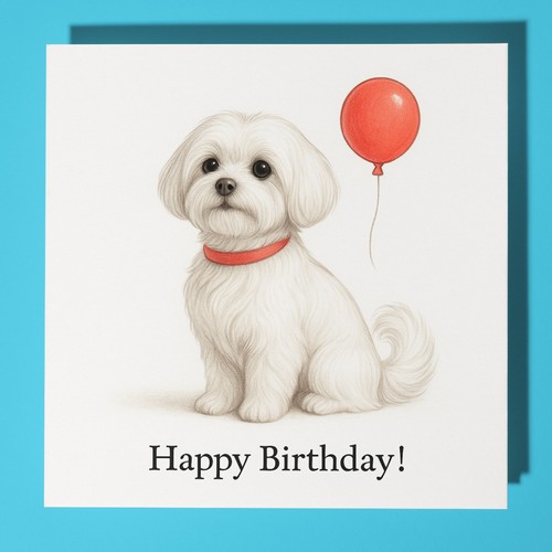 Maltese dog happy birthday - -,